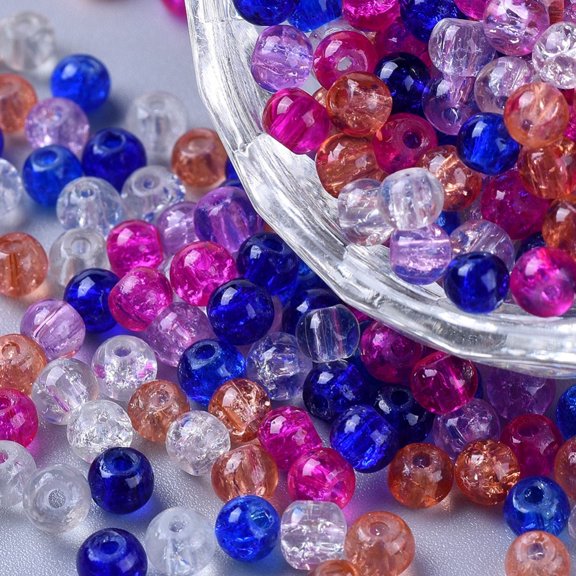 1 Bag Baking Painted Glass Beads Lavender Garden Mix Round Mixed Color 4~4.5x4mm Hole: 1mm about 400pcs/bag