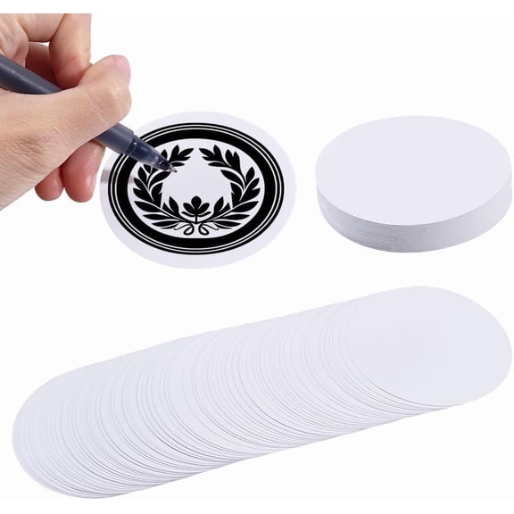 1 Bag Blank Paper Crafts Flat Round White 70x0.1mm 100pcs/bag