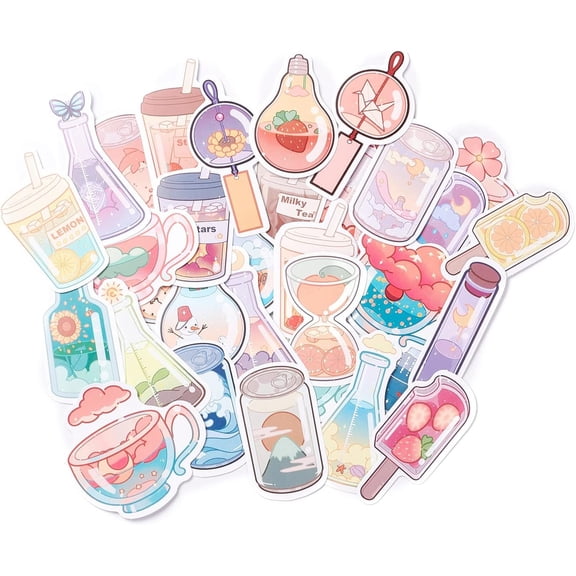 1 Bag Colorful Cartoon Stickers for Water Bottles Laptop Phone Skateboard Decoration Drink Pattern 5.9x2.3x0.02cm 50pcs/bag
