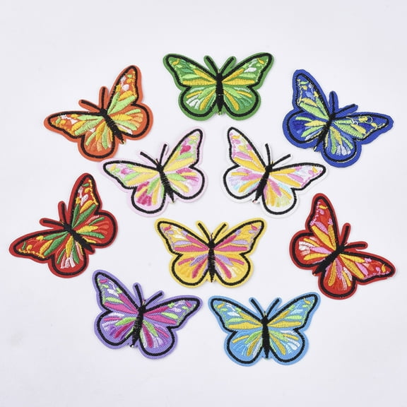 1 Bag Computerized Embroidery Cloth Iron On/Sew On Patches Costume Accessories Appliques Butterfly Mixed Color 41.5x65.5x1.5mm 12colors 1color/10pcs 120pcs/bag