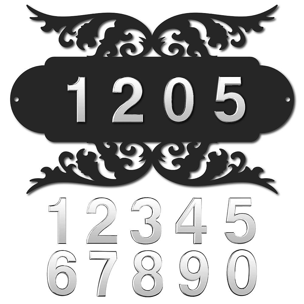 1 Bag DIY House Number Kits including Iron Wall Mounted Address Plaques and Resin Mailbox Number Stickers Mixed Color Address Plaques: