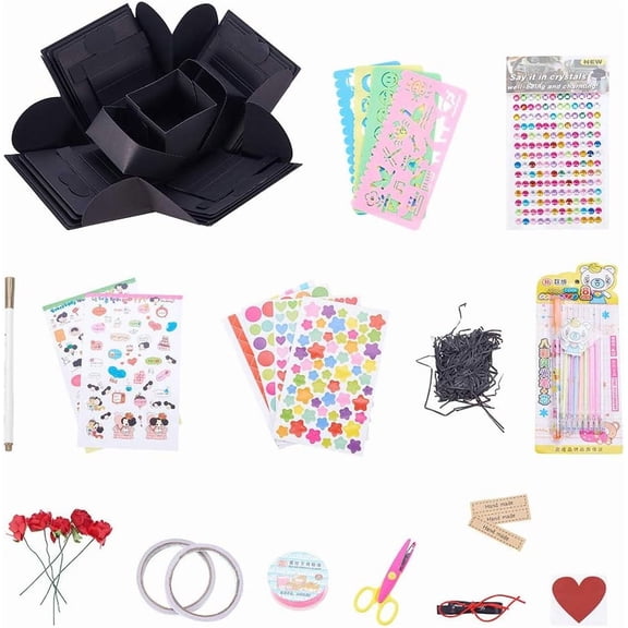 1 Bag Explosion Box Love Memory Multi-layer Surprise DIY Photo Album Tool Sets Mixed Color 21.4x11.3x4.6cm