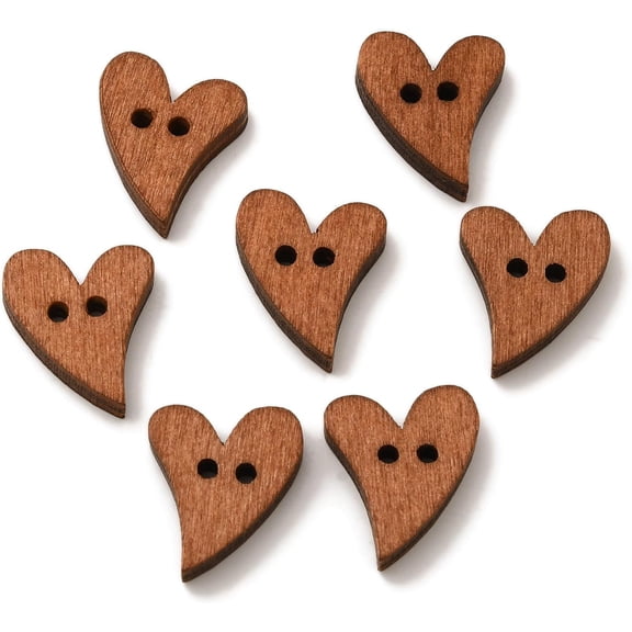 1 Bag Heart Shaped Paint Buttons Wooden Buttons earthy yellow 20mm long 16mm wide Hole:2mm 100pcs/bag