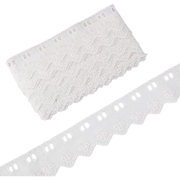1 Bag Hollow Cotton Lace Trim Triangle with Flower Garment Accesories White 1-3/4 inch(45mm) 7.5 yards/bag