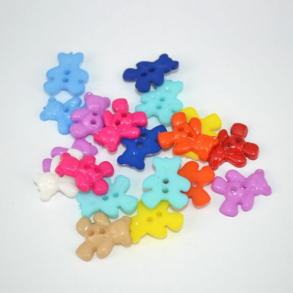 1 Bag Little Bear 2-hole Sewing Buttons Resin Button Mixed Color 20mm long 16mm wide hole: 1.5mm 400pcs/bag