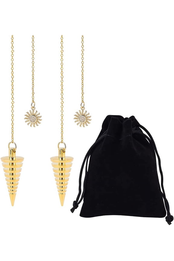 1 Bag Metal Pendulums for Divination Brass Pendulum with cone and Sun Pendant Healing Dowsing Tool Reiki Pendulum Meditation Pendulum Divination Pendulum