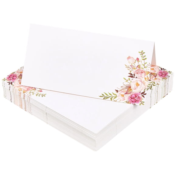 1 Bag Paper Blank Place Cards for Wedding Party Square with Flower Pattern Colorful 100x100x0.3mm 50pcs/bag Colorful
