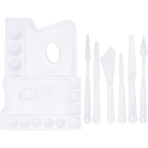 1 Bag Plastic Oil Painting Scraper Knife Drawing Arts Tools with Plastic Watercolor Oil Palette White 150~190mm Hole: 3.5mm 6pcs/set 1set