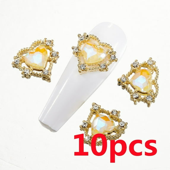 1 Bag Random Luxury Nail Art Dangle Jewelry (Heart/Bowknot) Mixed Style 3D Nail Art Charms for Women and Girls