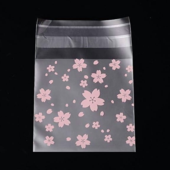 1 Bag Rectangle OPP Rectangle OPP Bags with Floral Pattern Pearl Pink 10x6.9cm Unilateral Thickness: 0.04mm Inner Measure: 6.9x6.9cm 95-100pcs/bag Pearl Pink