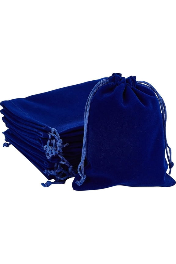 1 Bag Rectangle Velvet Drawstring Pouches Candy Gift Bags Christmas Party Wedding Favors Bags Dark Blue 15x12cm 35pcs/bag.