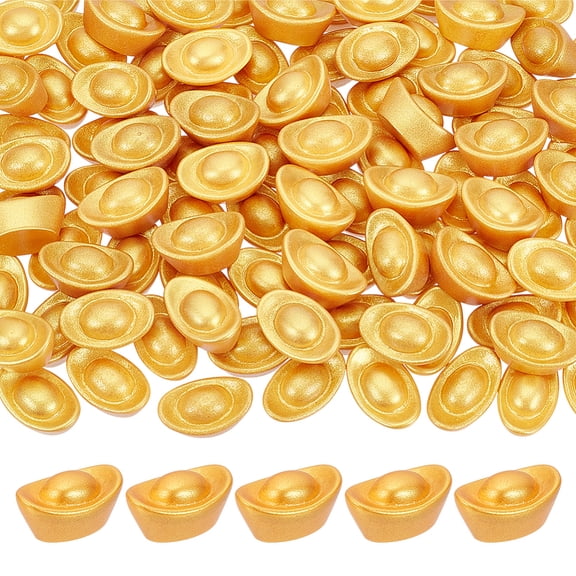 1 Bag Resin Gold Ingot Mini Model Micro Landscape Dollhouse Accessories Pretending Prop Decorations Gold 12x19x9mm 100pcs/bag