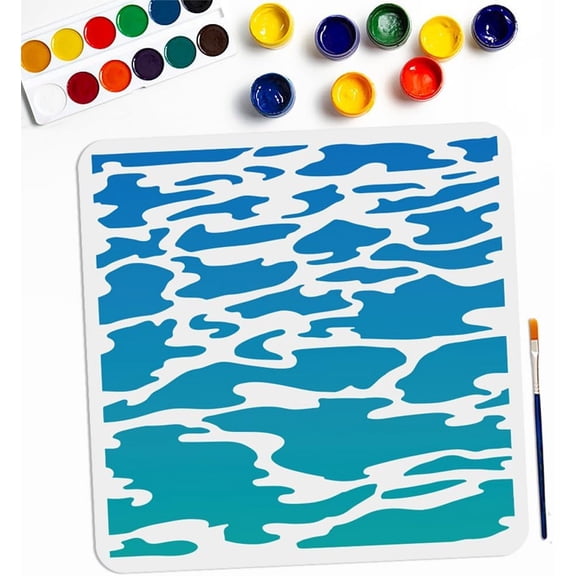 1 Bag Sea Wave Stencil 11.811.8inch Large Summer Ocean Wave Stencils with Paint Brush Sea Surface Drawing Template