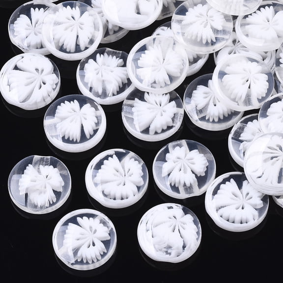 1 Bag Translucent Buttons Resin Sewing Button Bead in Bead Flat Round with Flower Pattern White 14x3.5mm Hole: 1mm about 250pcs/bagDIY