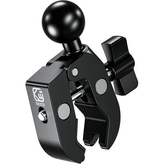 1'' Ball Clamp Mount Base with Aluminum Alloy Tough-Claw, Fit Handlebar Rail 0.5'' to 1.75'' in Diameter, for RAM Mounts B Size 1 Inch Double Socket Arm & Bike Motorcycle Phone Holder