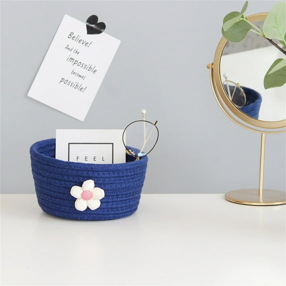 1*Basket Small Woven Storage Baskets Cotton Rope for Classroom Boho Decor Home Textile Storage