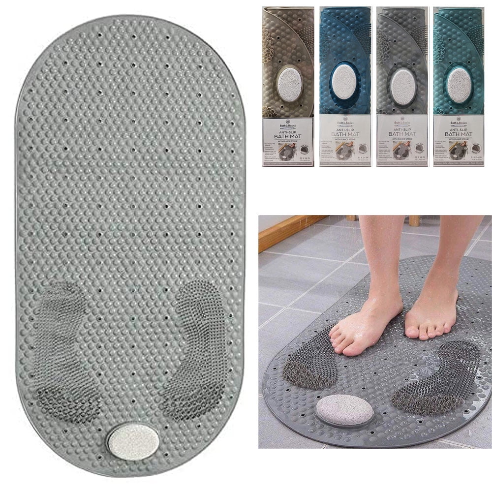 1 Bath Mat Pumice Stone Shower Rug Anti Slip Tub Exfoliate Foot Massage ...