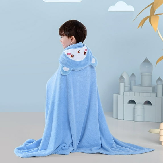 1*Bath Towel Cute & Quick Dry Coral Fleece Hooded Bath Robe for Kids Fun Cape Design Towel With Hood Bath Towel