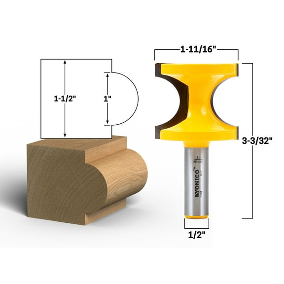 1" Bead Bullnose Router Bit - 1/2" Shank - Yonico 13118