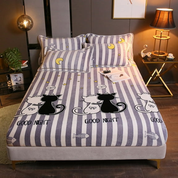 1 Bed Sheet Warmth Micro Fleece Extra Soft Cozy Plush Fitted Bed Sheet Four-Piece Set