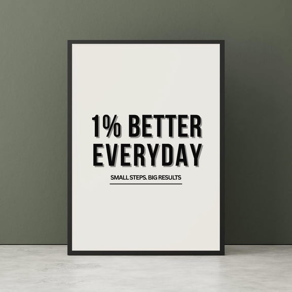 1% Better Everyday Poster - Home Gym Print, Goal Setting Wall Art, Motivational Office Decor, Personal Growth Poster, Entrepreneur Gift., Poster Only