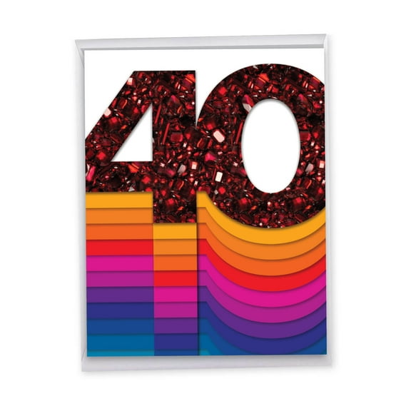 1 Big 40th Anniversary Card with Envelope (8.5 x 11 Inch) - Bold Milestones 40 J6110BANG