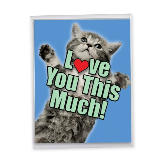 1 Big Anniversary Card (8.5 x 11 Inch) - Cat Love You This Much J6610AANG