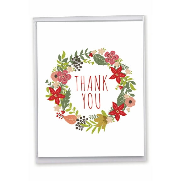 1 Big Christmas Thank You Card (8.5 x 11 Inch) - Watercolor Wreaths Christmas Thank You Card J6653AXTB