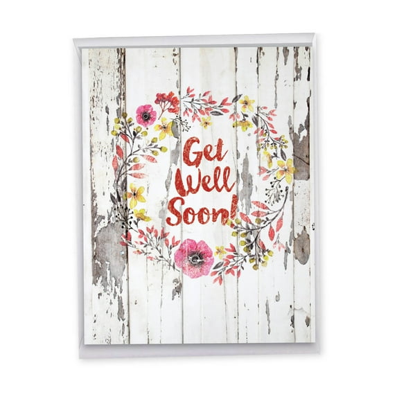 1 Big Get Well Card with Envelope (8.5 x 11 Inch) - Blooming Driftwood Feel Better J6108IGWG