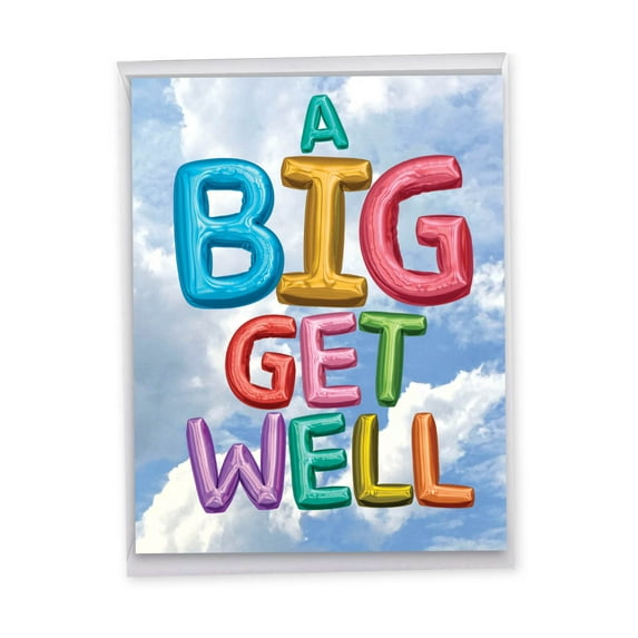 1 Big Get Well Card with Envelope (8.5 x 11 Inch) - Inflated Messages Feel Better J5651HGWG