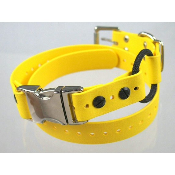 1" Biothane Dog Buckle Bungee Collar with Quick Snap Strap for Remote Trainer (Yellow)