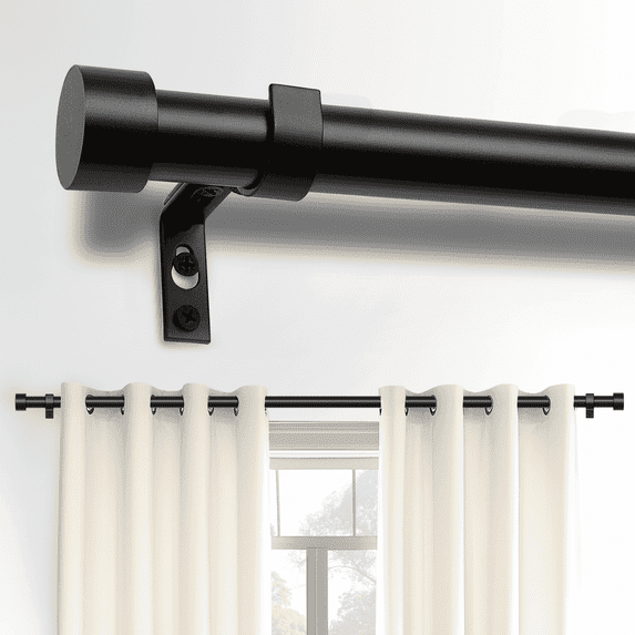 1" Black Curtain Rods,32"-168" Window Curtain Rod Set,Heavy Duty Curtain Rods with Aluminium Finials,Easy to Install