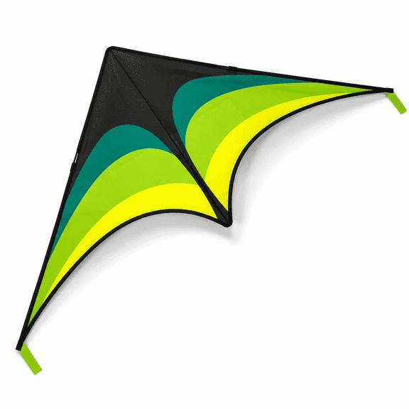 1 Black Green Triangle Kite, Easy to Fly for Adults Beach Outdoor Activities
