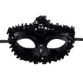 thumbnail image 1 of 1 Black Masquerade Mask for Women 7 X 4 Inch Venetian Masquerade Masks Lace Embellished for Masquerade Party Halloween Mardi Gras Accessory for Prom and Themed Events, 1 of 5