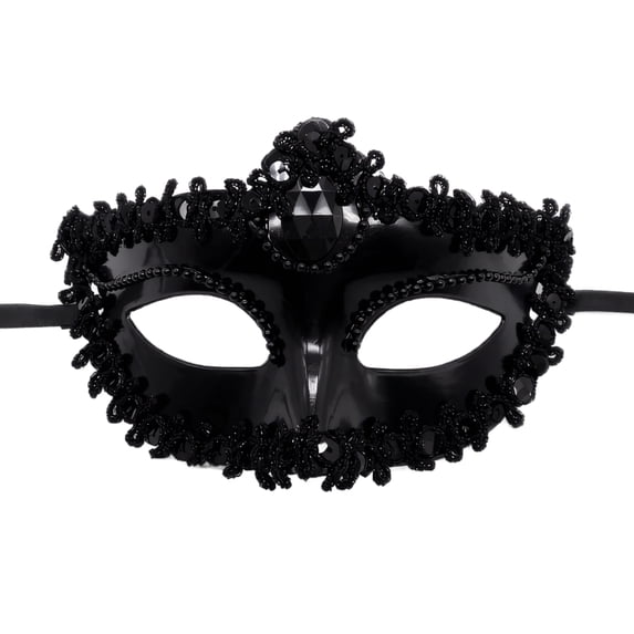 1 Black Masquerade Mask for Women 7 X 4 Inch Venetian Masquerade Masks Lace Embellished for Masquerade Party Halloween Mardi Gras Accessory for Prom and Themed Events
