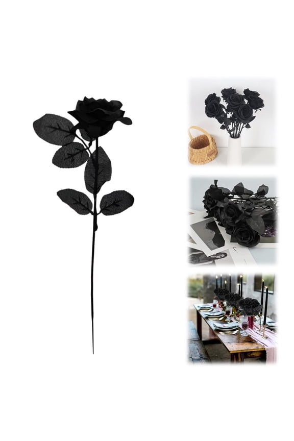 1 Black Rose Clearance! Visland Artificial Silk Roses Bouquet Black Silk Rose Flowers Lifelike Rose Artificial Roses Flowers Long Stem for Wedding Birthday Table Centerpieces Decor