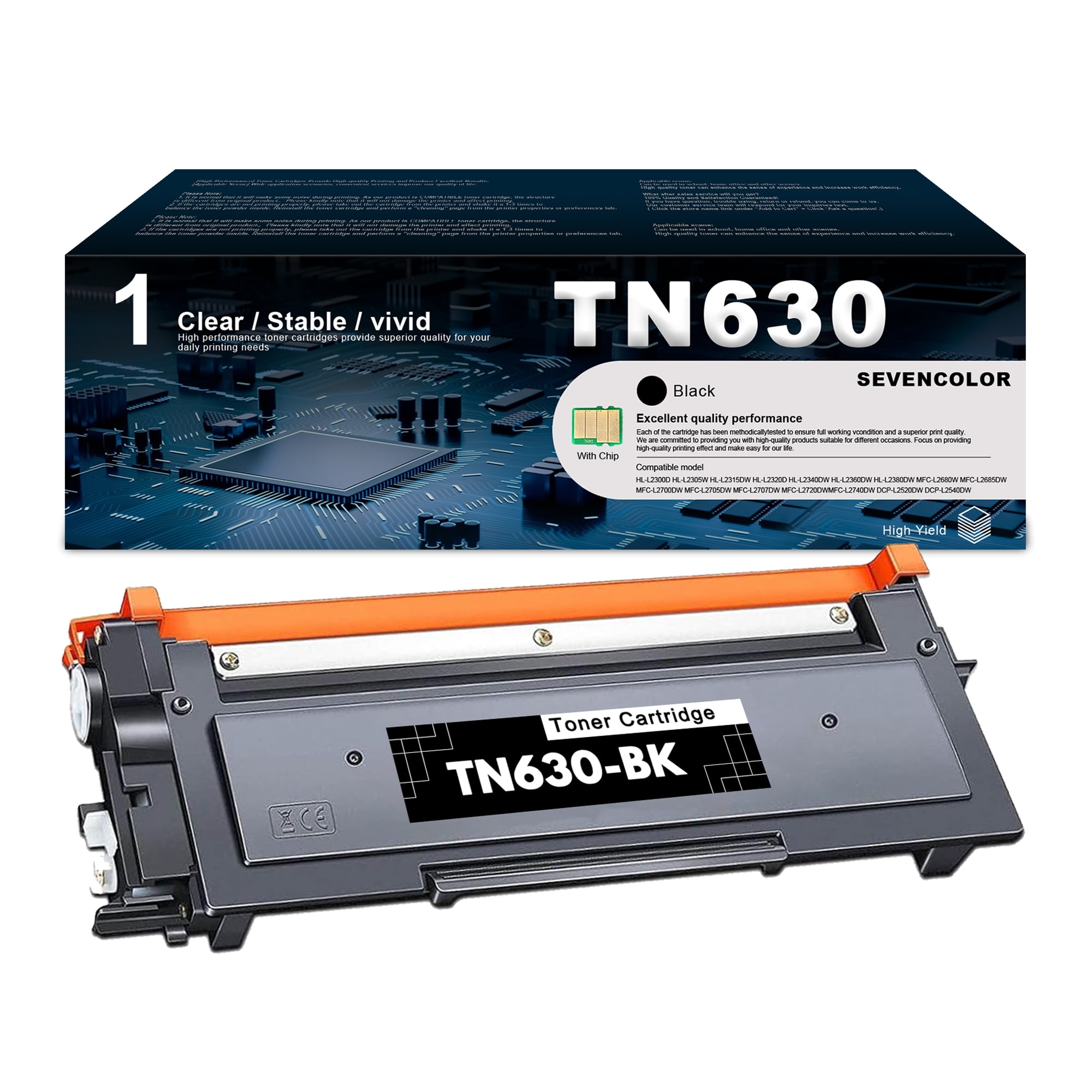 1 Black TN 630 High Yield Toner Cartridge Replacement for Brother MFC