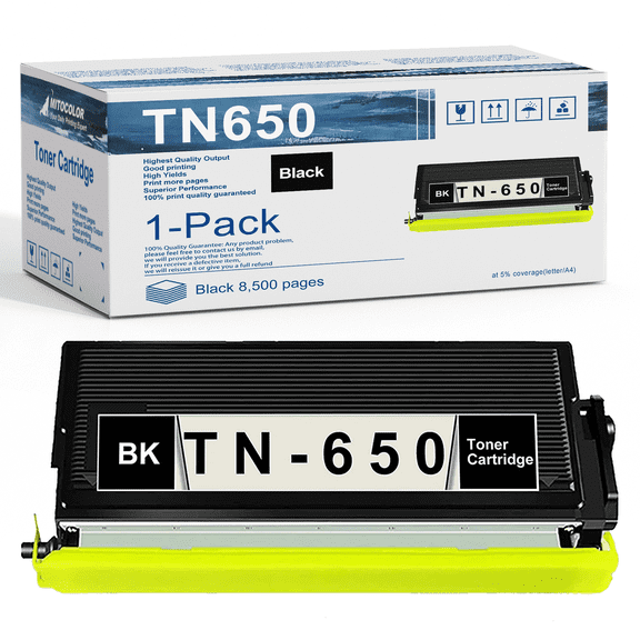 [1-Black] TN650 High Yield Compatible TN650 TN-650 Toner Cartridge Replacement for Brother HL-5280DW 5370DW/DWT 5380DN MFC-8690DN 8860DN 8870DW 8880DN 8890DW DCP-8060 8065DN 8080DN 8085DN Printers