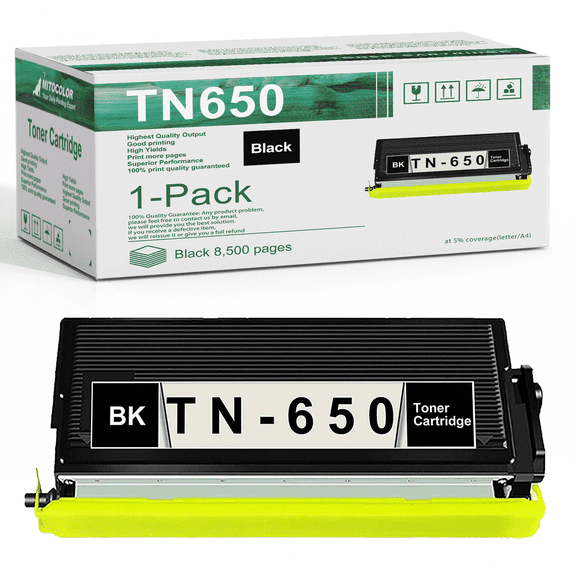 [1-Black] TN650 High Yield Compatible TN650 TN-650 Toner Cartridge Replacement for Brother HL-5280DW 5370DW/DWT 5380DN MFC-8690DN 8860DN 8870DW 8880DN 8890DW DCP-8060 8065DN 8080DN 8085DN Printers