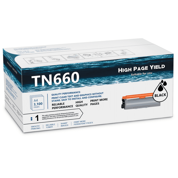 1 Black TN660 Toner Cartridge Replacement for Brother HL-L2300D L2315DW L2320D L2340DW L2360DW L2380DW MFC-L2680W L2700DW L2705DW L2707DW L2720DW L2740DW DCP-L2520DW L2540DW Printer