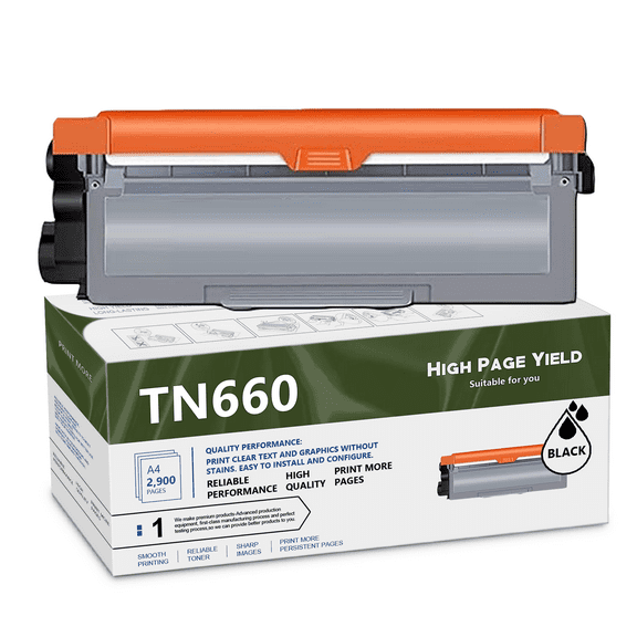 1 Black TN660 Toner Cartridge Replacement for Brother HL-L2300D L2315DW L2320D L2340DW L2360DW L2380DW MFC-L2680W L2700DW L2705DW L2707DW L2720DW L2740DW DCP-L2520DW L2540DW Printer