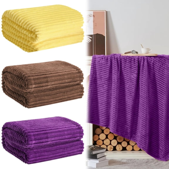 1*Blanket Flannel Fleece Throw Blanket for Couch Sofa Bed Blanket Throw for Adults and Kids Warm Cozy Lightweight Ribbed Throw for All Season Blanket