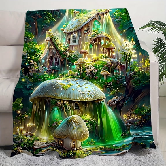 1 Blanket Dream Castle Picture Fluorescent Green Fairy Tale Forest Print Blanket Blanket Air Conditioner Blanket Gift