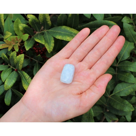 1 Blue Calcite Tumbled Stone, Medium (Crystal Healing Reiki Tumble)