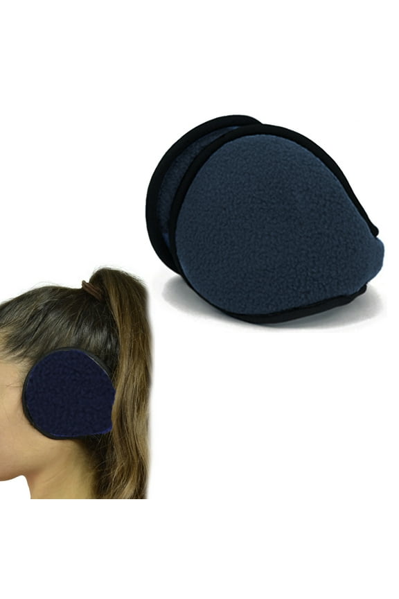 1 Blue Earmuff Wrap Winter Ear Muff Warmers Basic Polar Fleece Grip Soft Unisex