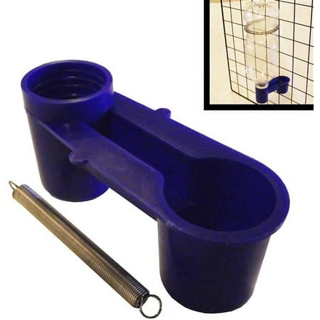 1 Blue Soda Pop Water Bottle Bird Drinker Cup & Mounting Spring