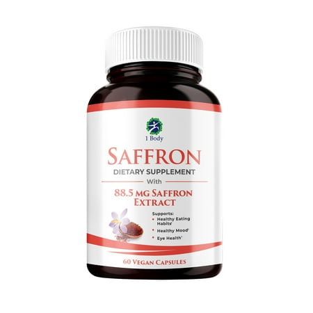 1 Body Saffron 8825 All Natural Appetite Suppressant 88.5mg Capsules, 60 Ct