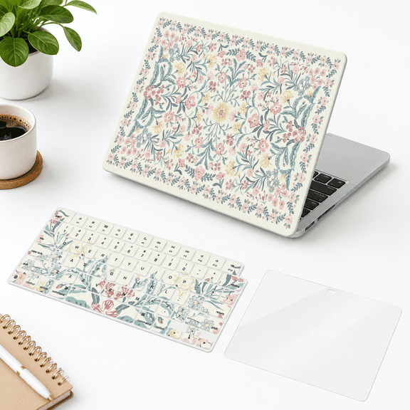 1-Boho Floral Pink Laptop Skin for 13 Inch MacBook Air M5/M4/M3/M2 Chip 2022-2026