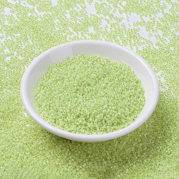 1 Bottle MIYUKI Round Rocailles Beads Japanese Seed Beads (RR675) Silverlined Chartreuse Opal 11/0 2x1.3mm Hole: 0.8mm 1100pcs/bottle 10g/bottle