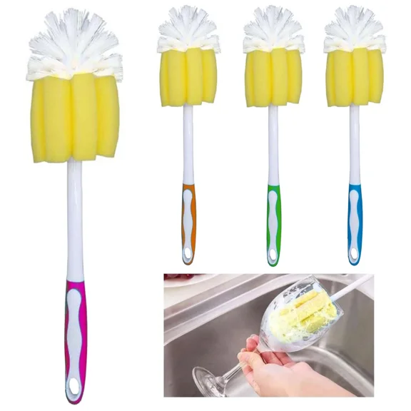 1 Bottle Mug Sponge Cleaning Brush Scourer Cup Glass Scrubber Household Tool